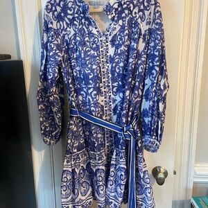 ANTONIO MELANI Blue and White Patterned Dress size 12